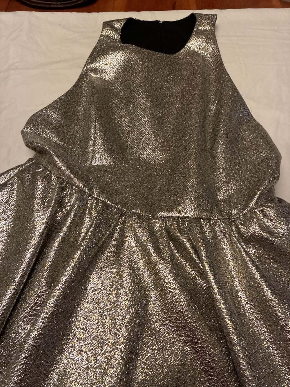 NWT Alice + Olivia Metallic Gold Fit and Flare Dress Size 8